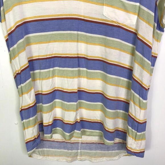 Prana Top Womens Large Colorful Striped Foundation Short Sleeve V Neck Tencel - Picture 4 of 8